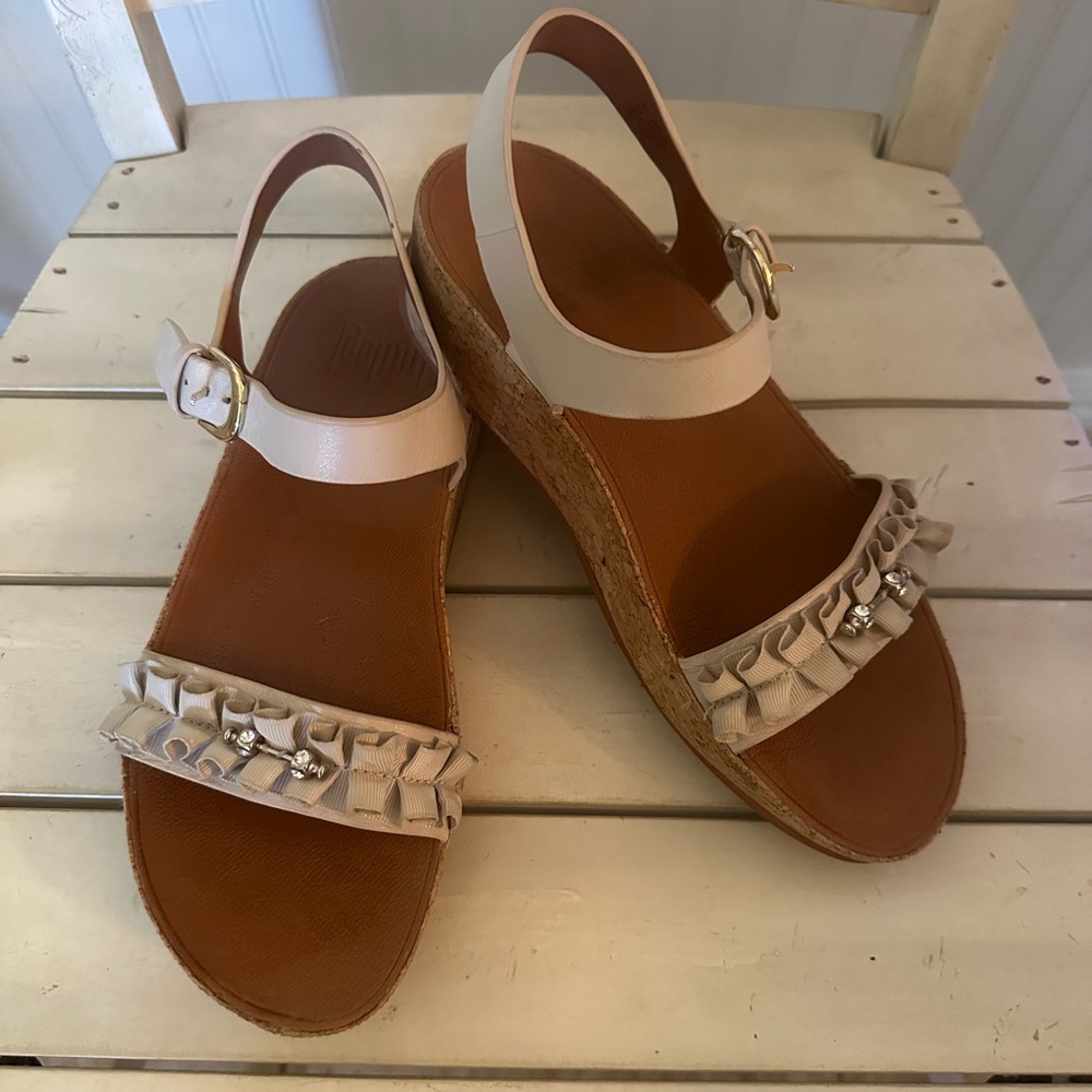 Fit Flop Faux Diamond Embellished Sandals in Cream